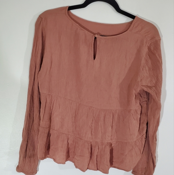 🚫Hippie Rose Blouse Shirt Women's Size Large Pink Long Sleeve Peassnt Boho - Picture 2 of 5